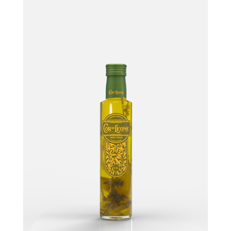 Extra virgin olive oil flavored with Sicilian Lemons and Oregano Extra virgin olive oil flavored with Sicilian Lemons and Oregano