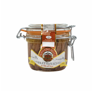 Filets of Sicilian Anchovies in Sunflower Oil 230g glass jar