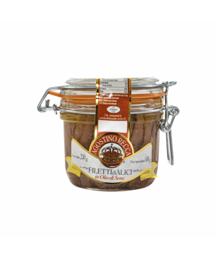 Filets of Sicilian Anchovies in Sunflower Oil 230g glass jar