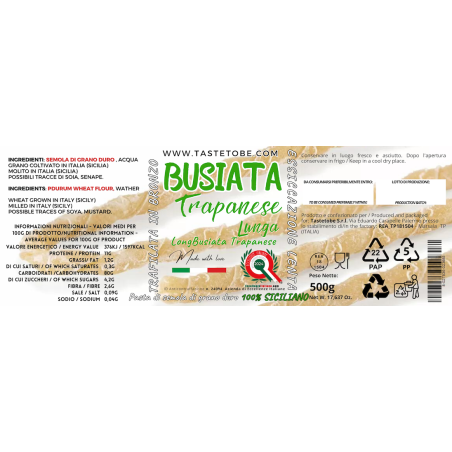 Busiata trapanese Lunga di grano duro 500gr